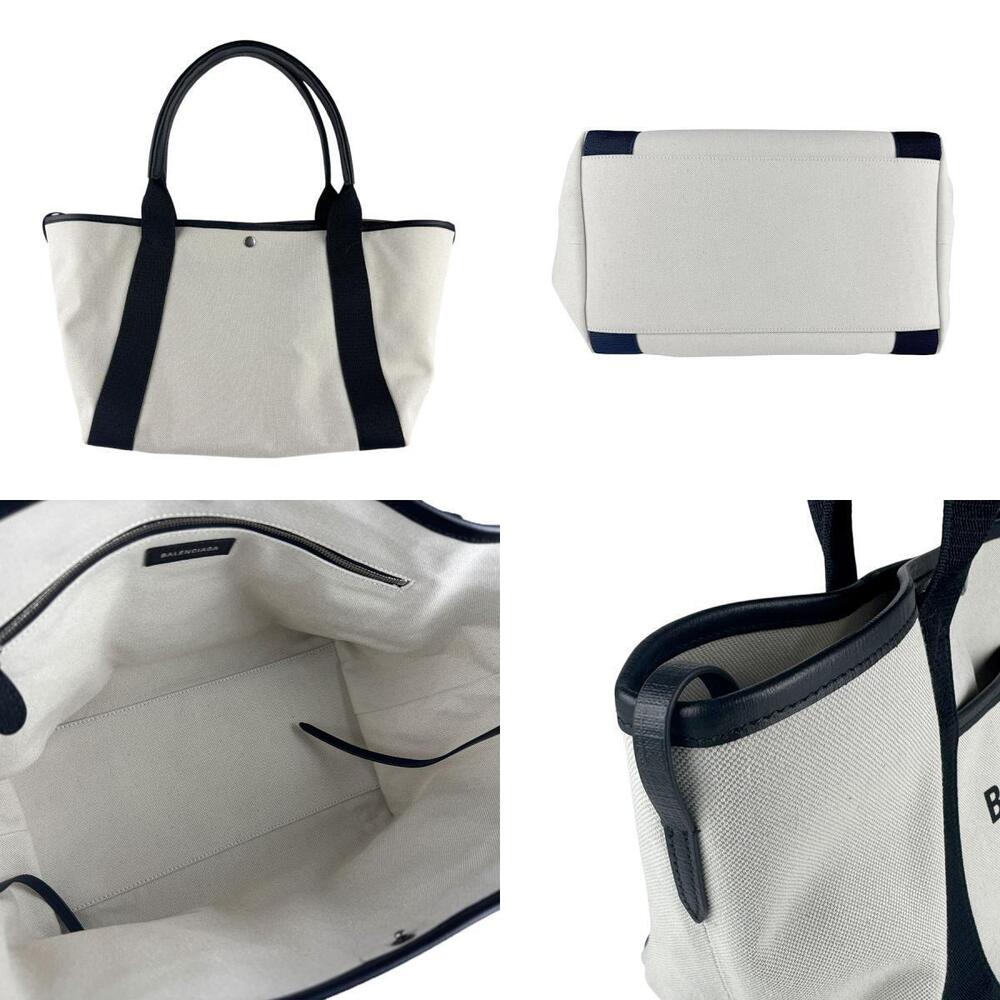 Balenciaga Black Leather Handbag Canvas White - Picture 3 of 4